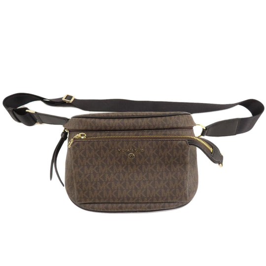 MICHAEL KORS Sling bag PVC Brown MK signature Women Used Authentic