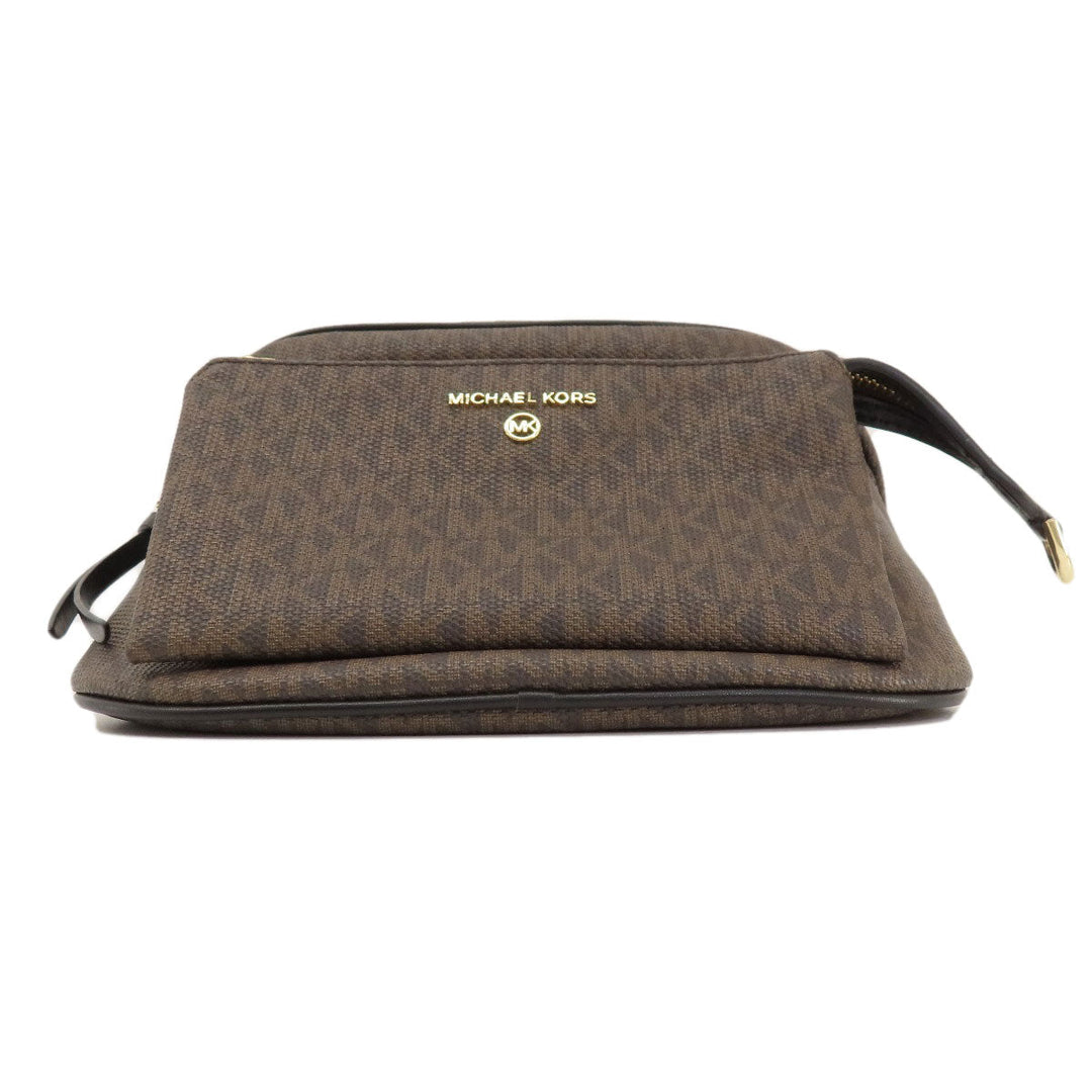 MICHAEL KORS Sling bag PVC Brown MK signature Women Used Authentic
