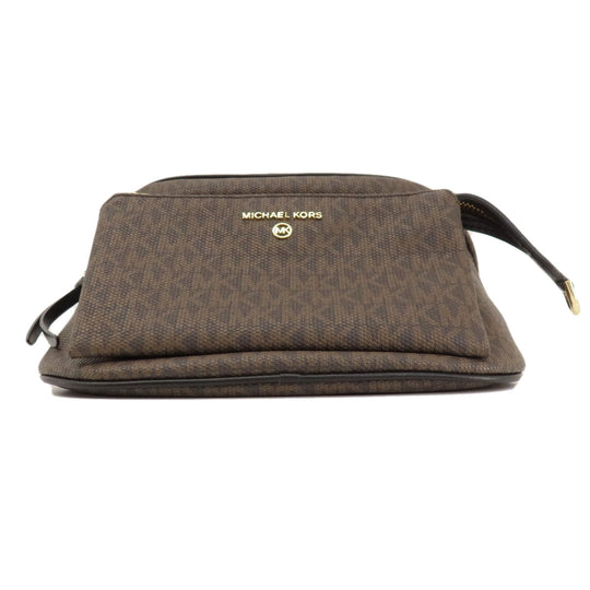 MICHAEL KORS Sling bag PVC Brown MK signature Women Used Authentic