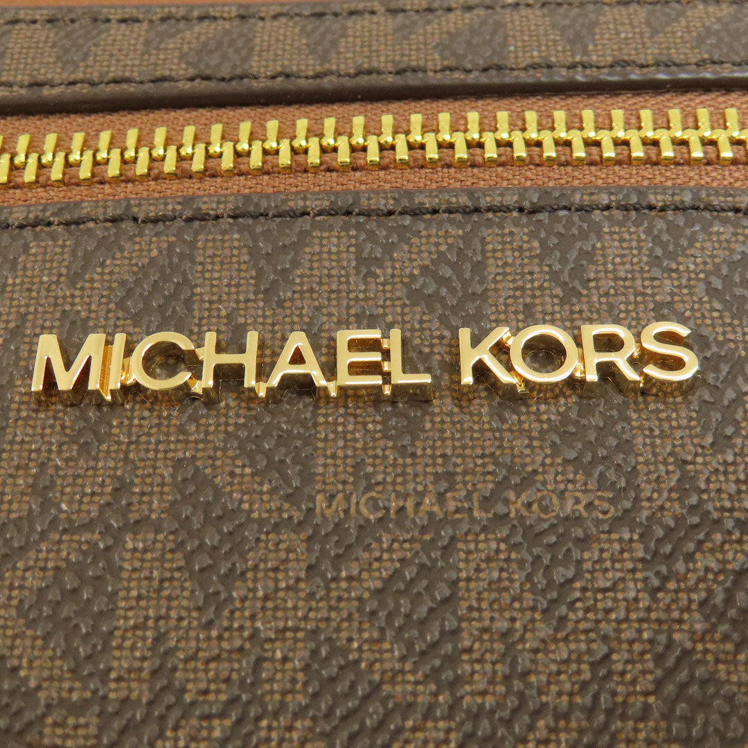 MICHAEL KORS Shoulder Bag Leather, Coated Canvas Brown Long Shoulder MK Signature Women Used Authentic