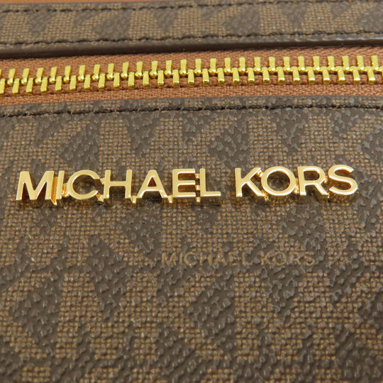 MICHAEL KORS Shoulder Bag Leather, Coated Canvas Brown Long Shoulder MK Signature Women Used Authentic