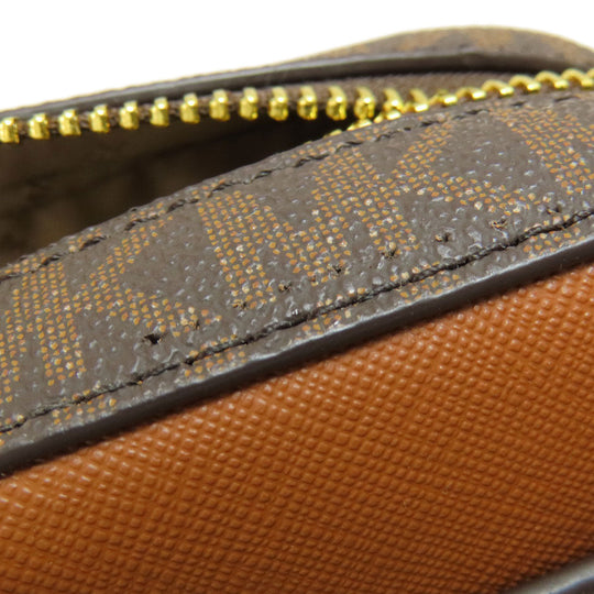 MICHAEL KORS Shoulder Bag Leather, Coated Canvas Brown Long Shoulder MK Signature Women Used Authentic