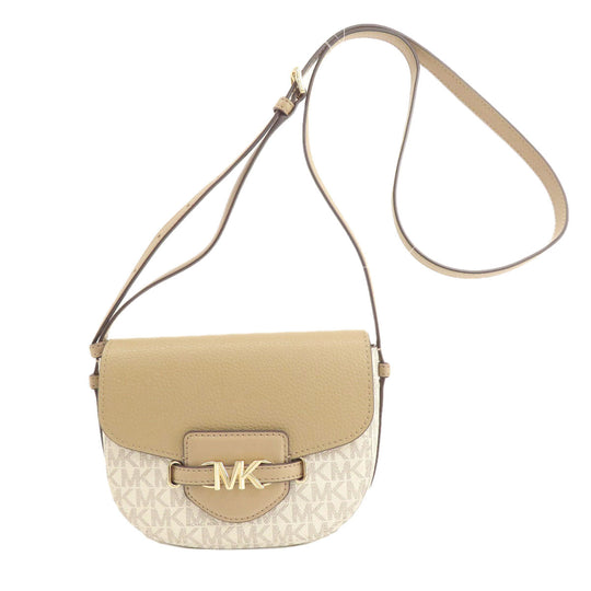 MICHAEL KORS Shoulder Bag Leather, Coated Canvas Brown MK signature Women Used Authentic