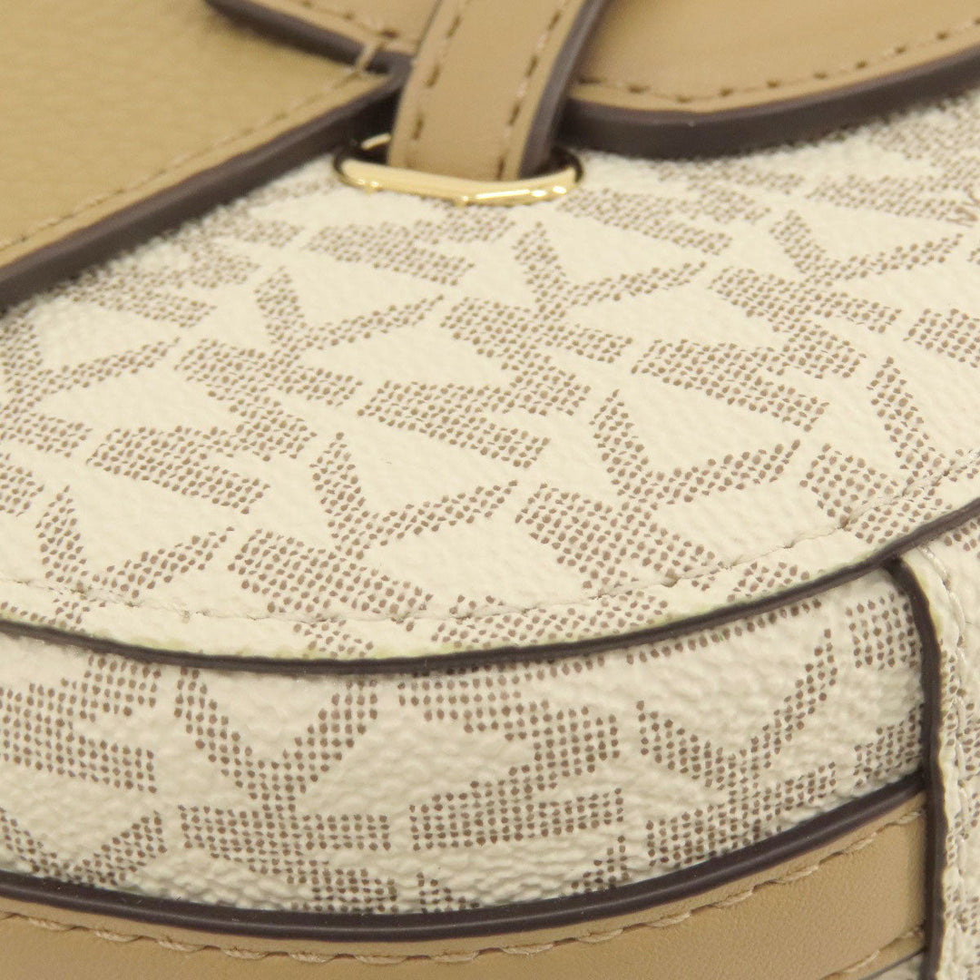 MICHAEL KORS Shoulder Bag Leather, Coated Canvas Brown MK signature Women Used Authentic
