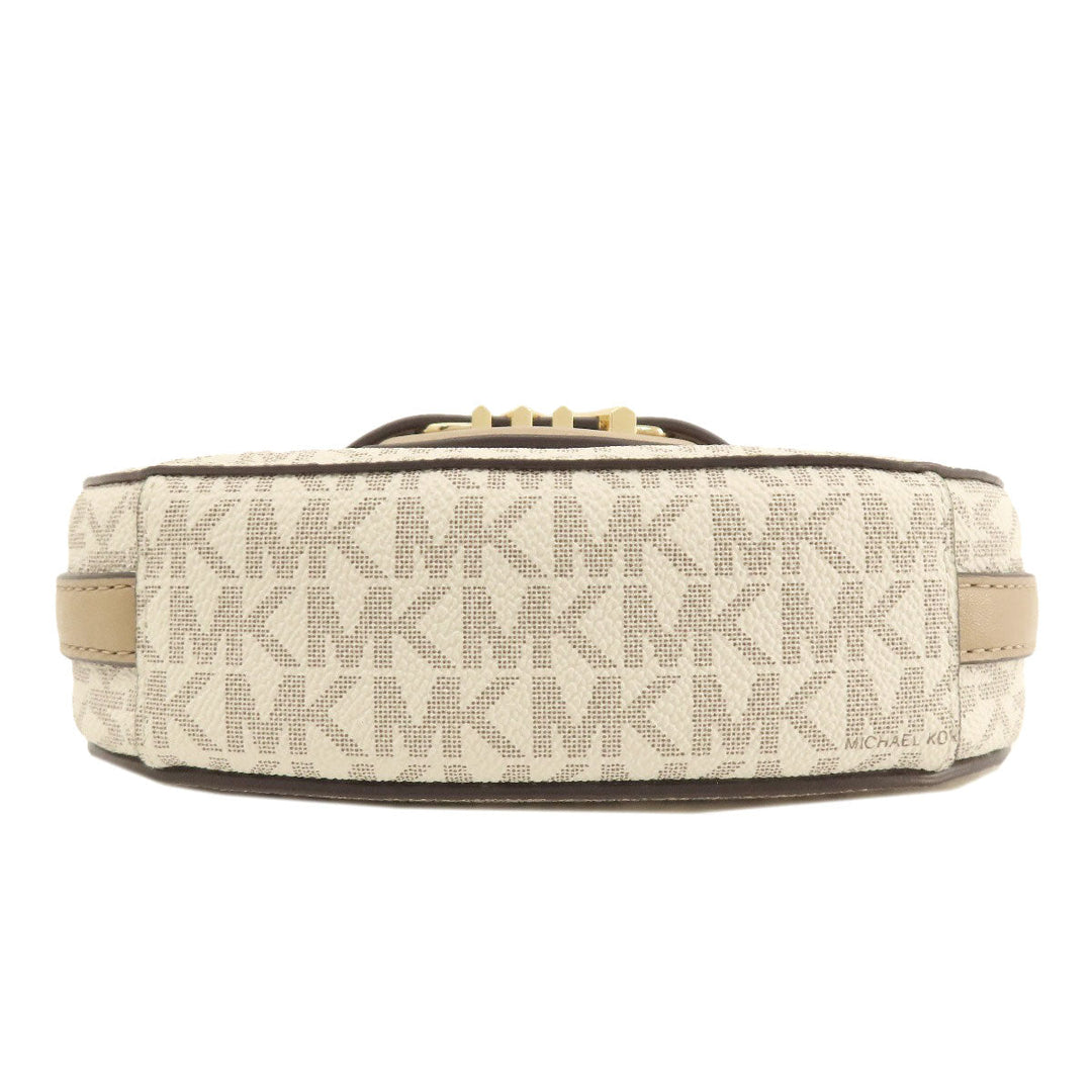 MICHAEL KORS Shoulder Bag Leather, Coated Canvas Brown MK signature Women Used Authentic