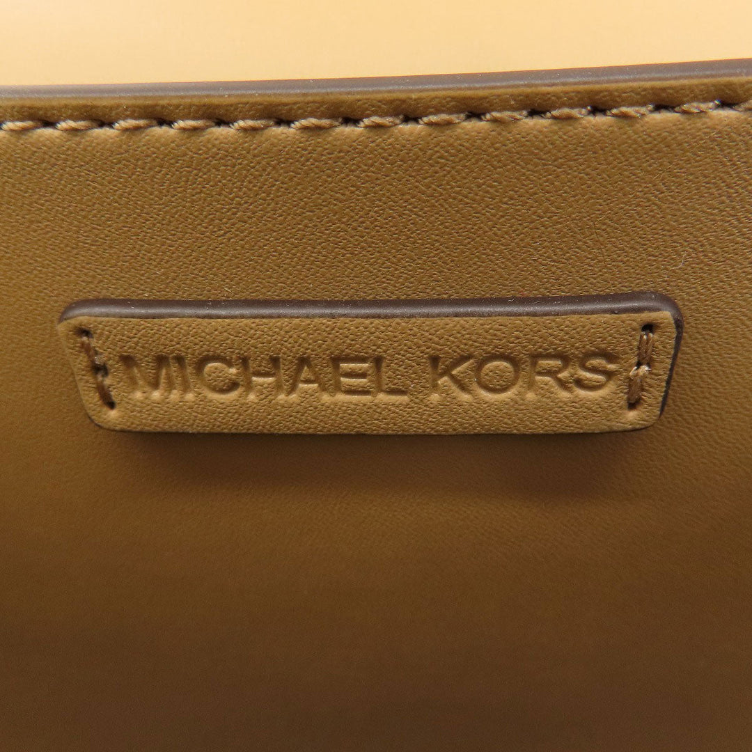 MICHAEL KORS Shoulder Bag Leather, Coated Canvas Brown MK signature Women Used Authentic