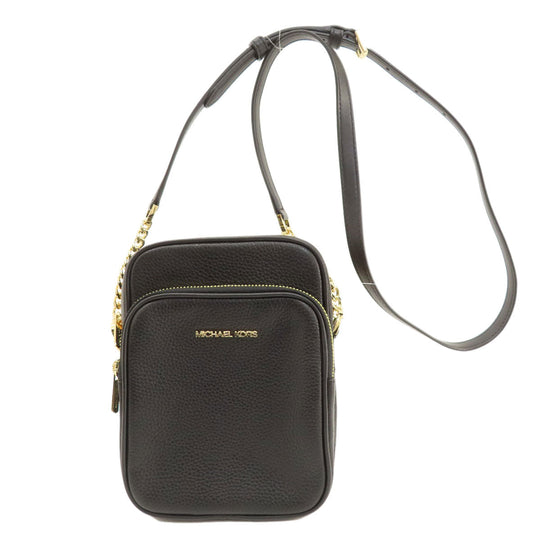 MICHAEL KORS Shoulder Bag leather black logo Women Used Authentic