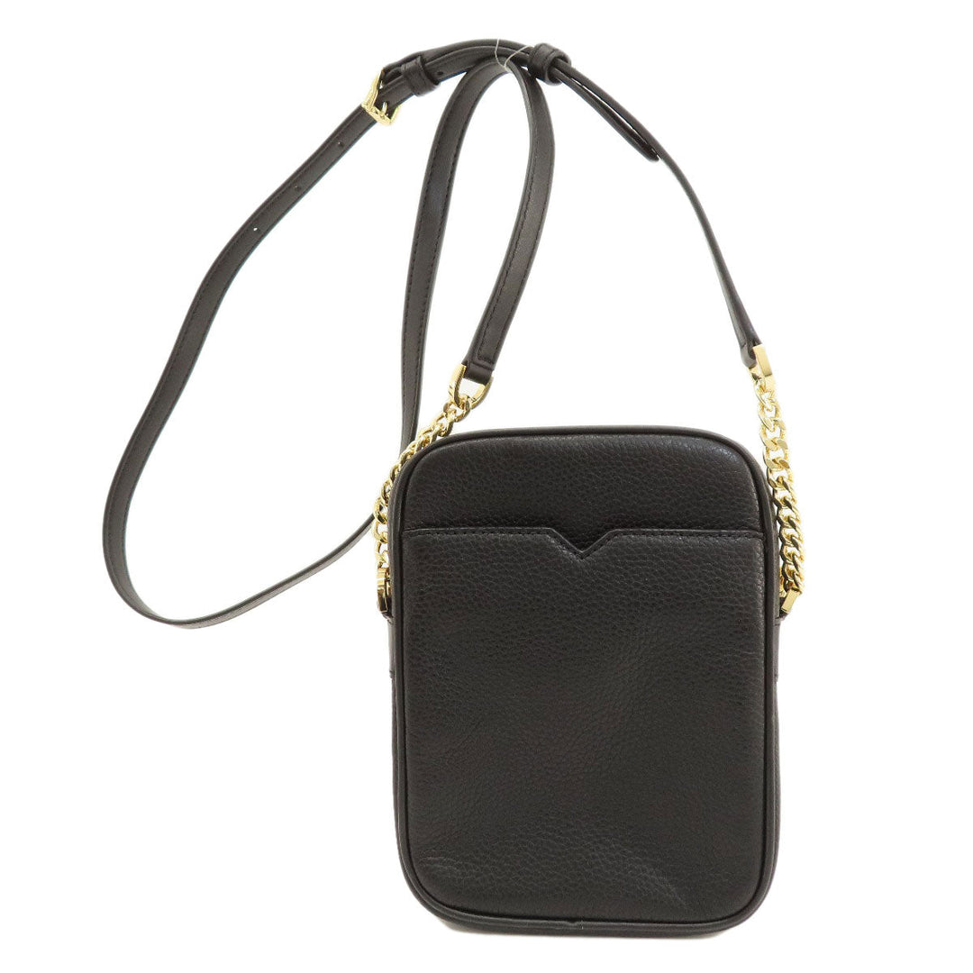MICHAEL KORS Shoulder Bag leather black logo Women Used Authentic