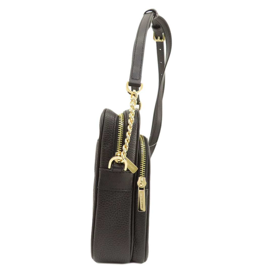 MICHAEL KORS Shoulder Bag leather black logo Women Used Authentic