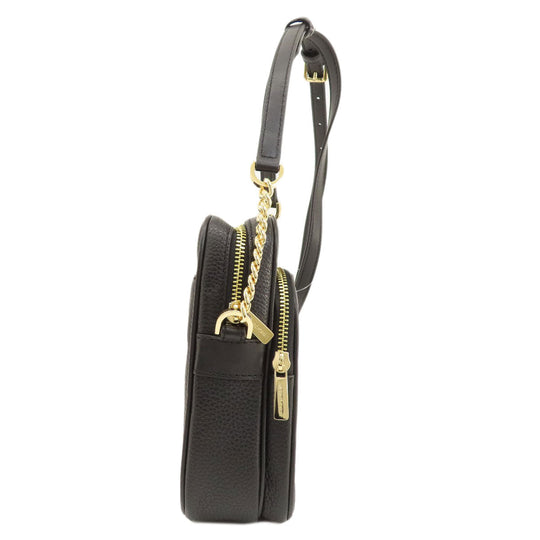 MICHAEL KORS Shoulder Bag leather black logo Women Used Authentic
