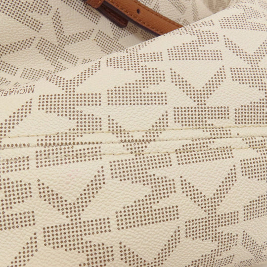 MICHAEL KORS Tote Bag Leather, Coated Canvas white MK signature Women Used Authentic
