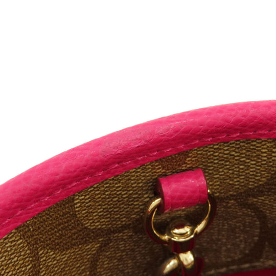 COACH Handbag F34605 PVC Brown Signature 2WAY Women Used Authentic