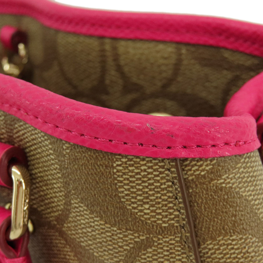 COACH Handbag F34605 PVC Brown Signature 2WAY Women Used Authentic