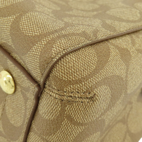 COACH Handbag F34605 PVC Brown Signature 2WAY Women Used Authentic