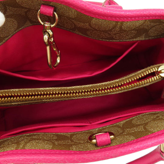 COACH Handbag F34605 PVC Brown Signature 2WAY Women Used Authentic