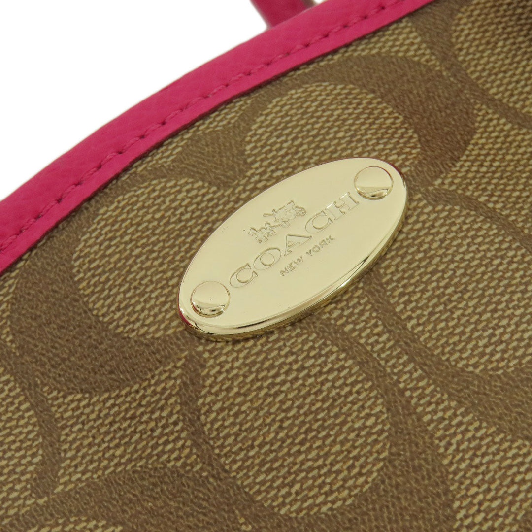 COACH Handbag F34605 PVC Brown Signature 2WAY Women Used Authentic