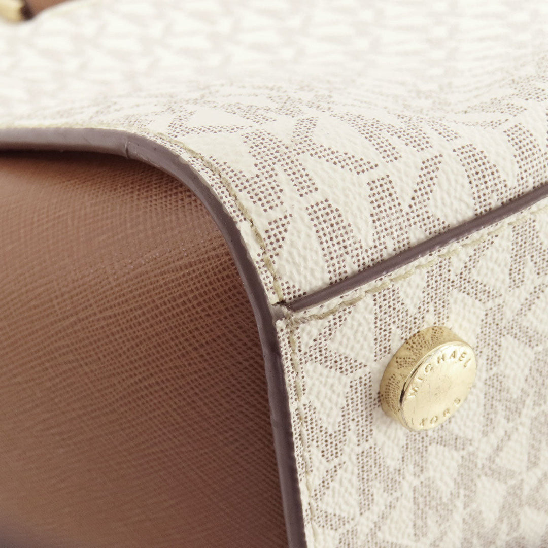 MICHAEL KORS Handbag Leather, PVC white MK Signature 2WAY Women Used Authentic