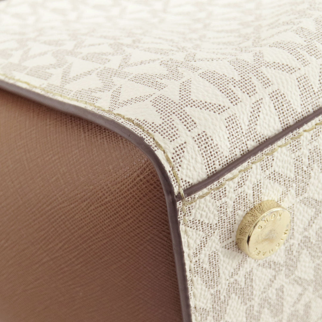 MICHAEL KORS Handbag Leather, PVC white MK Signature 2WAY Women Used Authentic