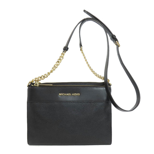 MICHAEL KORS Shoulder Bag leather black ChainShoulder Women Used Authentic