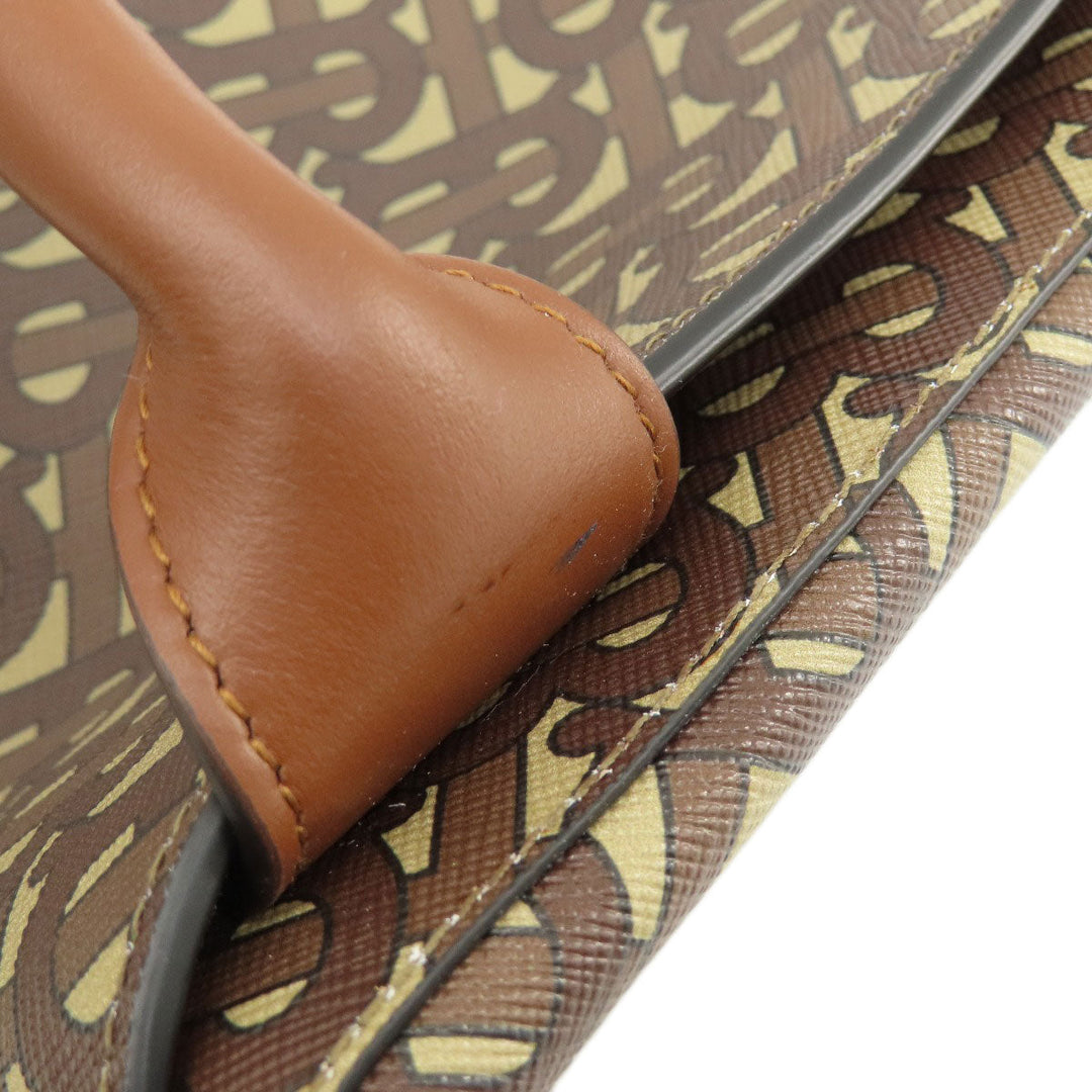 BURBERRY Handbag PVC Brown B logo total pattern Women Used Authentic