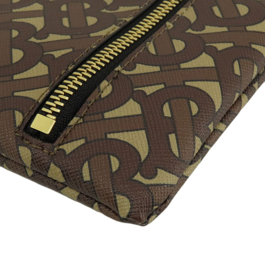 BURBERRY Handbag PVC Brown B logo total pattern Women Used Authentic