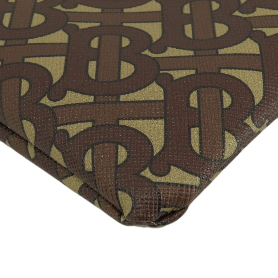 BURBERRY Handbag PVC Brown B logo total pattern Women Used Authentic