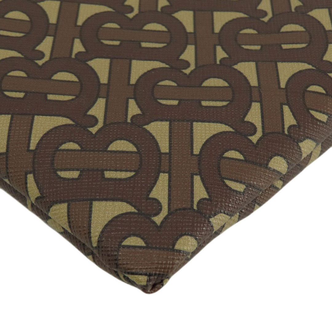 BURBERRY Handbag PVC Brown B logo total pattern Women Used Authentic