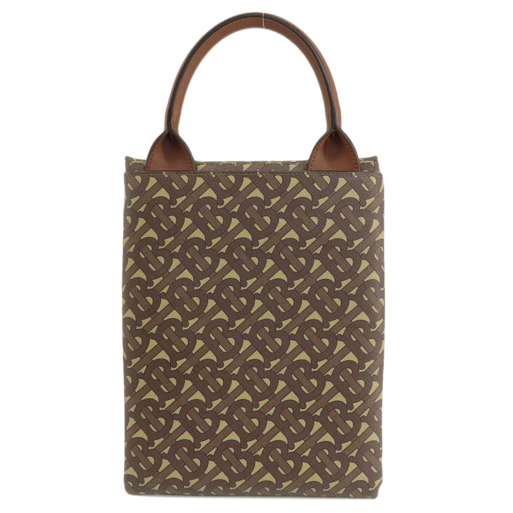 BURBERRY Handbag PVC Brown B logo total pattern Women Used Authentic