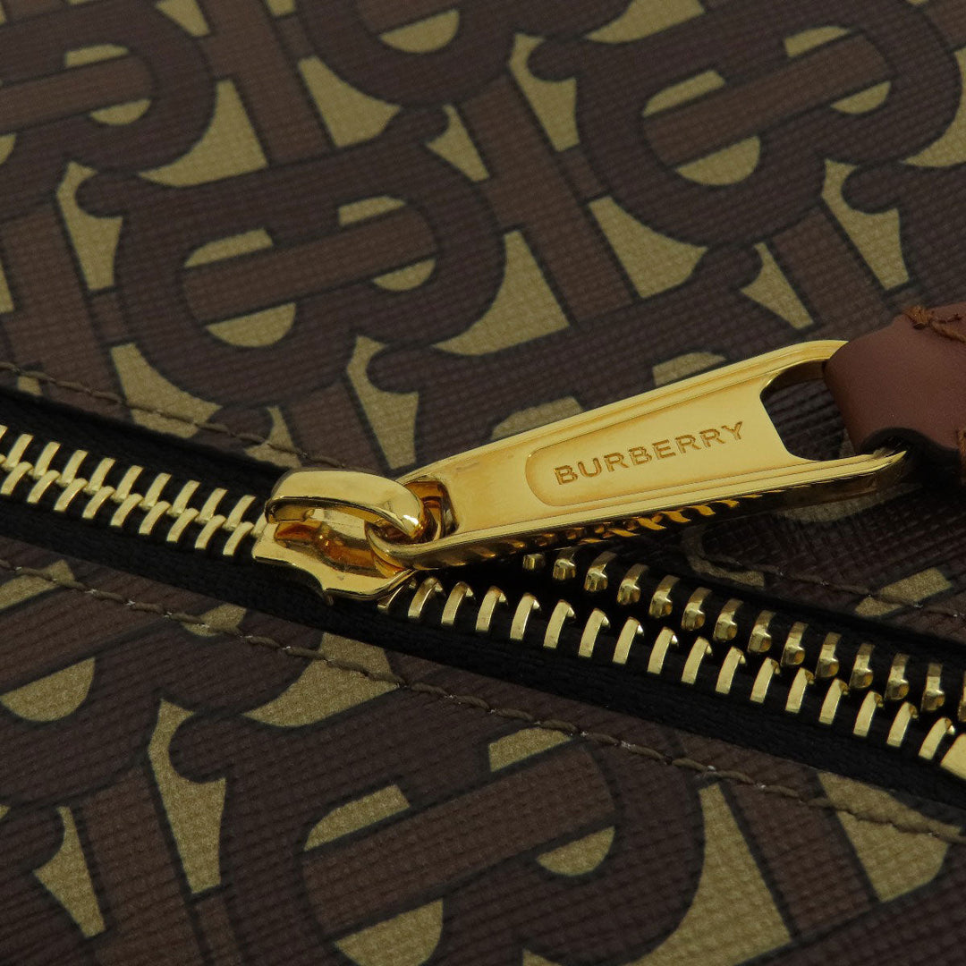 BURBERRY Handbag PVC Brown B logo total pattern Women Used Authentic