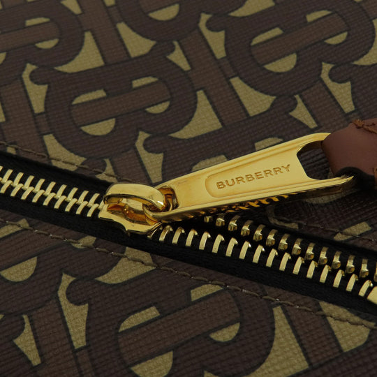 BURBERRY Handbag PVC Brown B logo total pattern Women Used Authentic