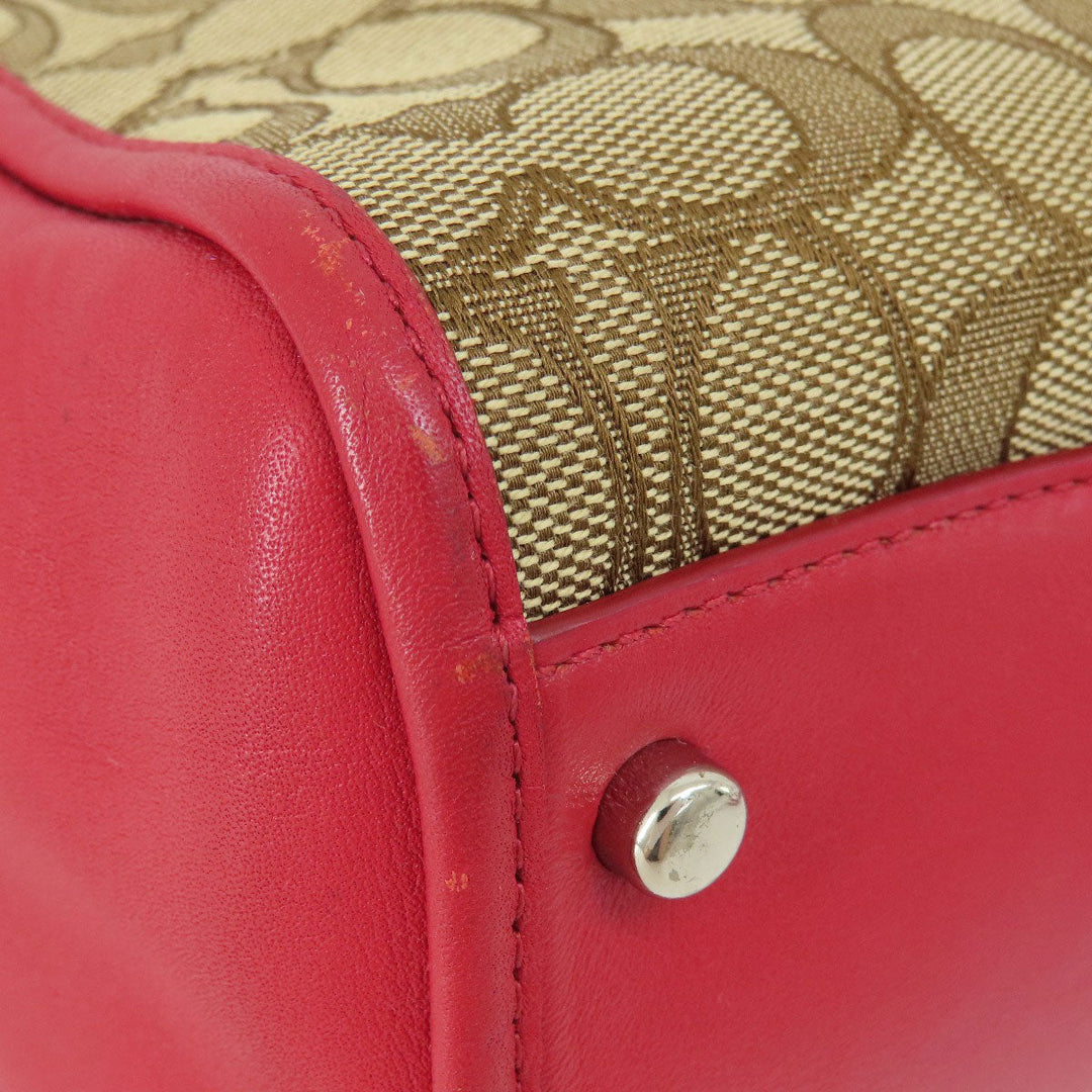 COACH Handbag F36905 canvas Brown Signature 2WAY Women Used Authentic