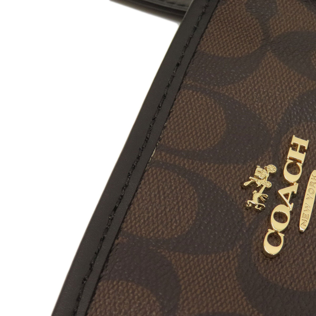 COACH Tote Bag F57842 PVC, Leather Brown Signature Women Used Authentic