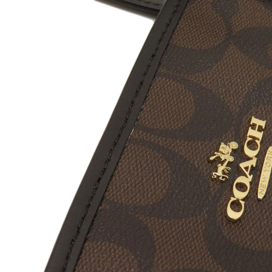 COACH Tote Bag F57842 PVC, Leather Brown Signature Women Used Authentic