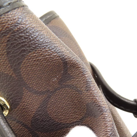 COACH Tote Bag F57842 PVC, Leather Brown Signature Women Used Authentic