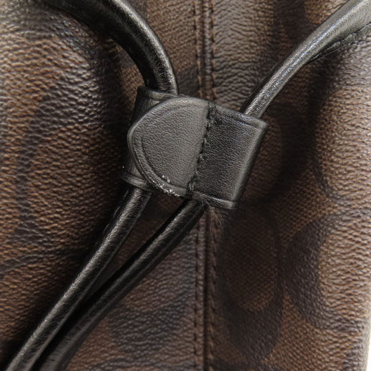 COACH Tote Bag F57842 PVC, Leather Brown Signature Women Used Authentic