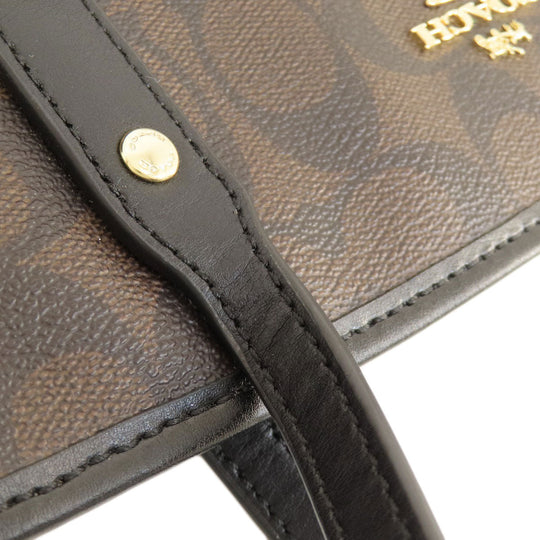 COACH Tote Bag F57842 PVC, Leather Brown Signature Women Used Authentic