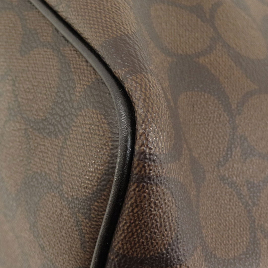 COACH Tote Bag F57842 PVC, Leather Brown Signature Women Used Authentic