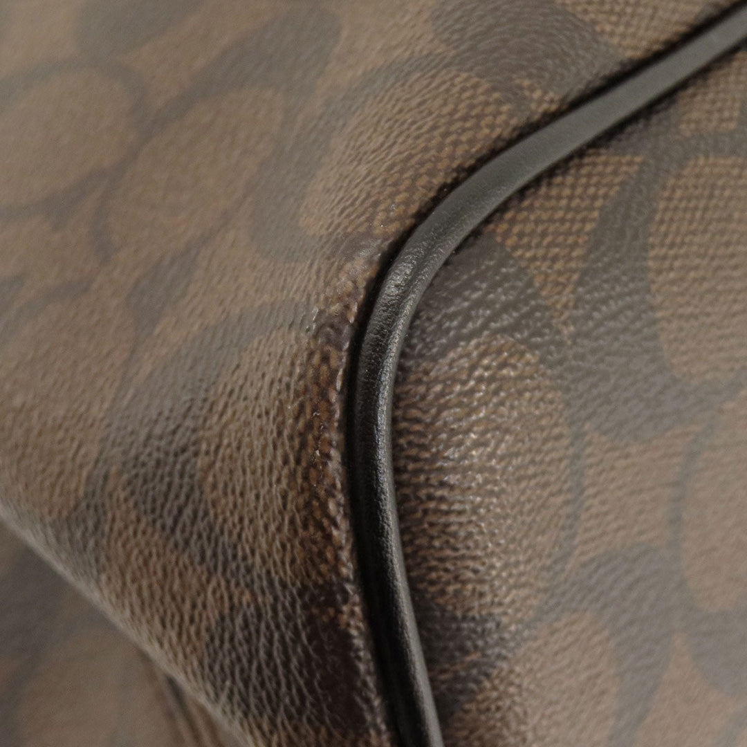 COACH Tote Bag F57842 PVC, Leather Brown Signature Women Used Authentic