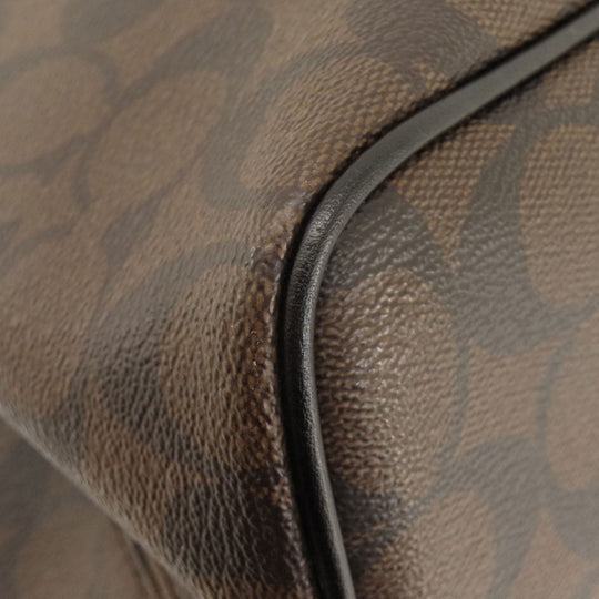 COACH Tote Bag F57842 PVC, Leather Brown Signature Women Used Authentic