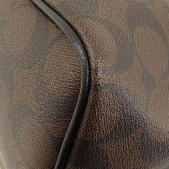 COACH Tote Bag F57842 PVC, Leather Brown Signature Women Used Authentic