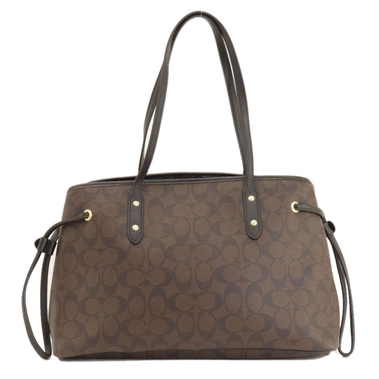 COACH Tote Bag F57842 PVC, Leather Brown Signature Women Used Authentic