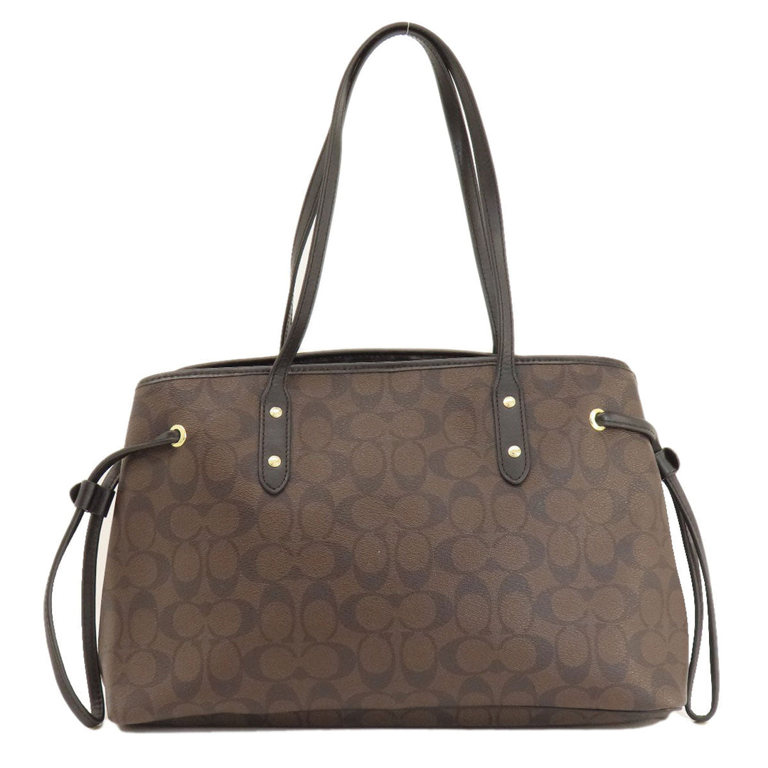 COACH Tote Bag F57842 PVC, Leather Brown Signature Women Used Authentic