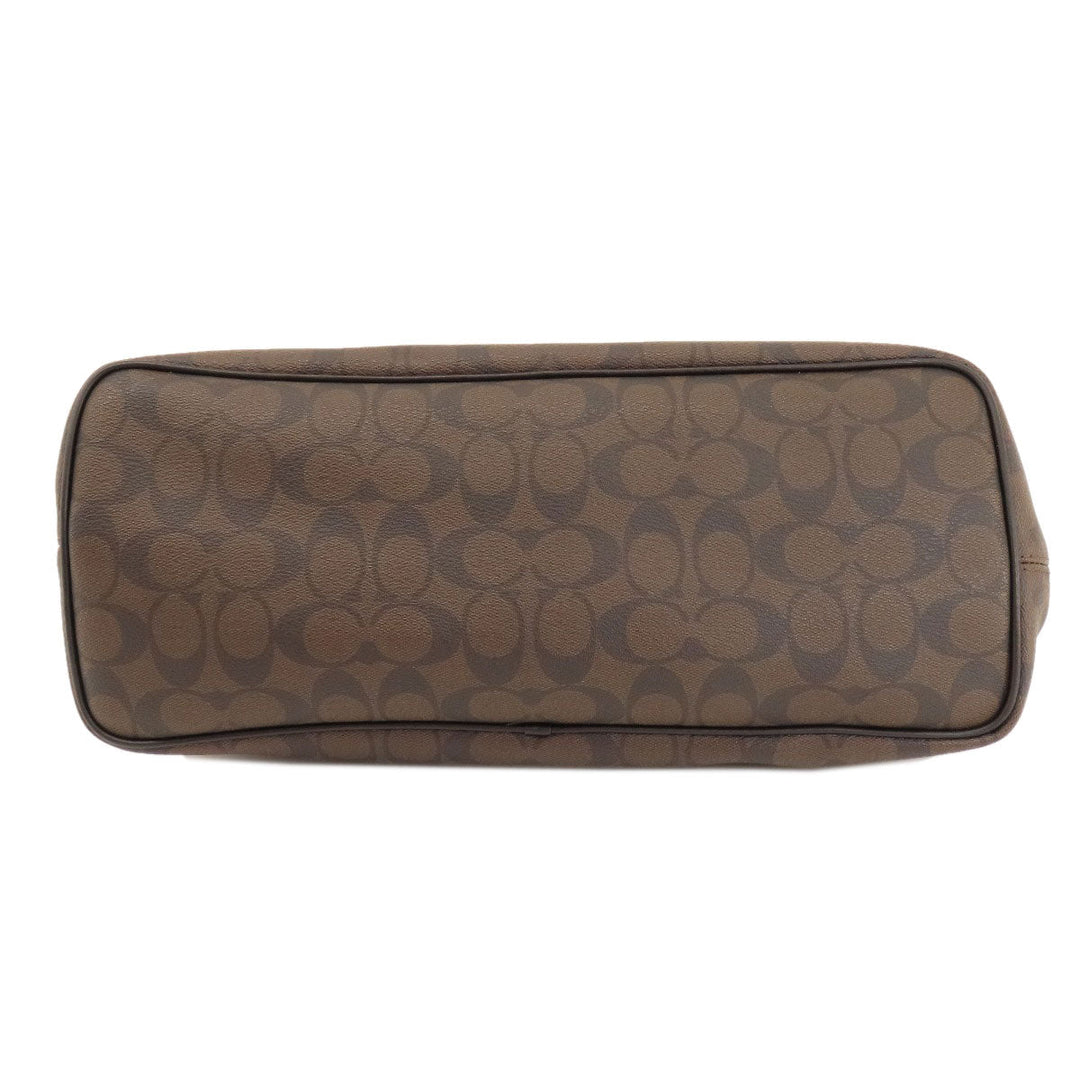 COACH Tote Bag F57842 PVC, Leather Brown Signature Women Used Authentic