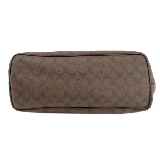 COACH Tote Bag F57842 PVC, Leather Brown Signature Women Used Authentic