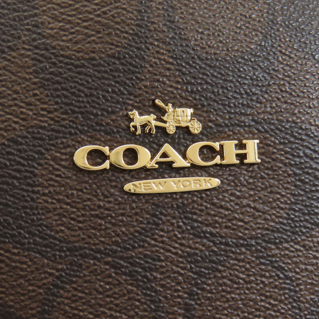 COACH Tote Bag F57842 PVC, Leather Brown Signature Women Used Authentic