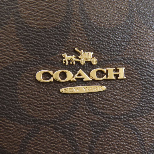 COACH Tote Bag F57842 PVC, Leather Brown Signature Women Used Authentic