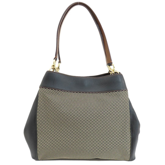 COACH Tote Bag F27575 canvas black logoMetal Women Used Authentic