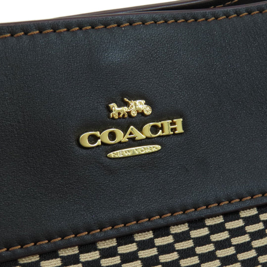 COACH Tote Bag F27575 canvas black logoMetal Women Used Authentic