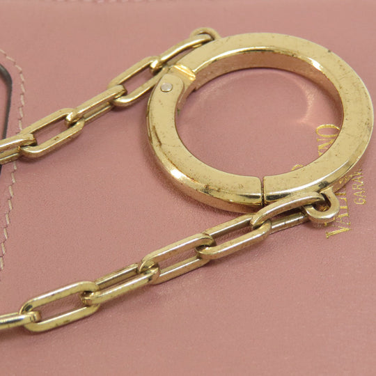 Valentino Bifold Wallet leather pink Studs Women Used Authentic