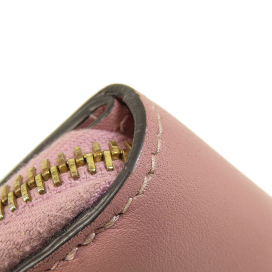 Valentino Bifold Wallet leather pink Studs Women Used Authentic